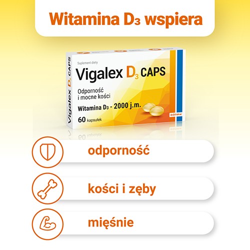 Miniaturka artykułu - #1 Vigalex D3 Caps 2000 j.m., 60kaps.  