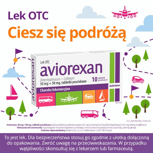 #5 – Aviorexan, Lek przeciwwymiotny i na chorobę lokomocyjną, 10 tabletek