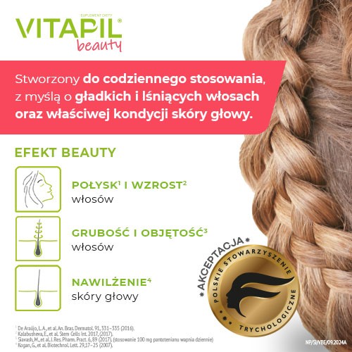Miniaturka artykułu - #1 VITAPIL&reg; beauty &ndash; na gładkie i lśniące włosy, 30 kapsułek