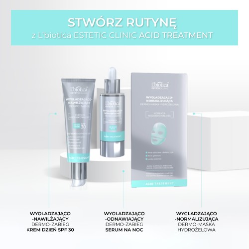 Zdjęcie produktu - 5 L'BIOTICA Estetic Clinic Acid Treatment Wygładzająco-odnawiające serum na noc, 30ml