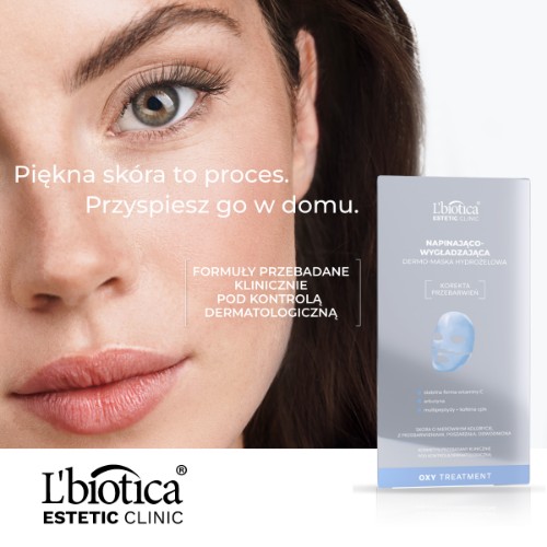 Zdjęcie produktu - 0 L'BIOTICA Estetic Clinic Oxy Treatment Napinająco-wygładzająca dermo-maska hydrożelowa do twarzy, 23ml/1szt.