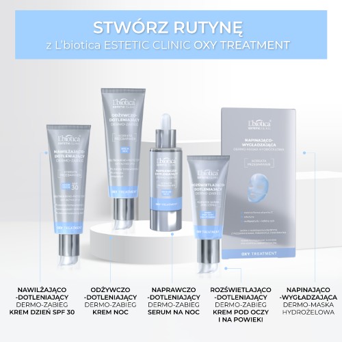 Zdjęcie produktu - 5 L'BIOTICA Estetic Clinic Oxy Treatment Napinająco-wygładzająca dermo-maska hydrożelowa do twarzy, 23ml/1szt.