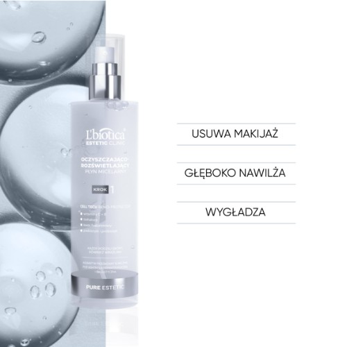 Miniaturka artykułu - #1  L'BIOTICA Estetic Clinic Pure Estetic Oczyszczająco-rozświetlający płyn micelarny, 200ml
