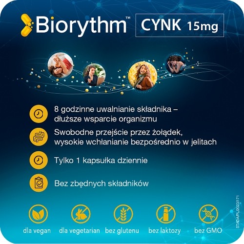 Zdjęcie produktu - 3 Biorythm Cynk 15mg, 30kaps.