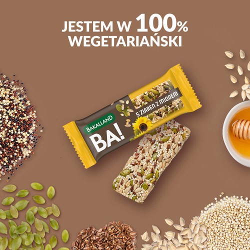Miniaturka artykułu - #1 BAKALLAND BA! Baton 5 ziaren z miodem, 40g