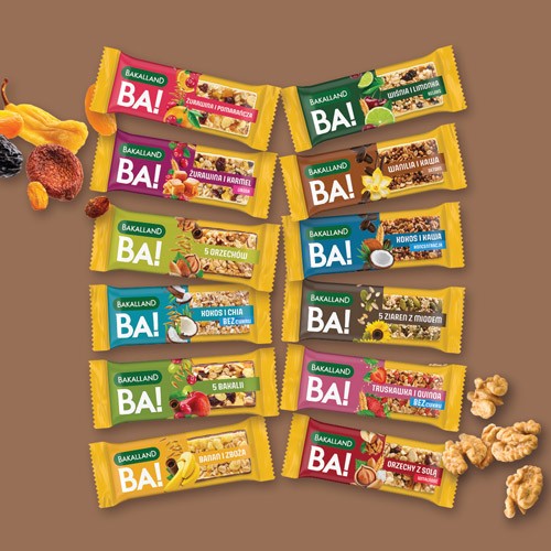 Zdjęcie produktu - 5 BAKALLAND BA! Baton 5 ziaren z miodem, 40g