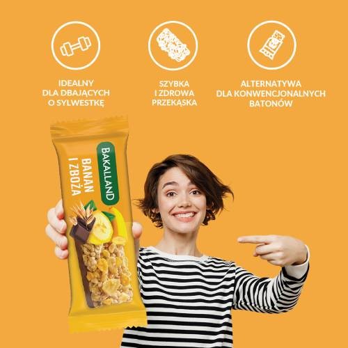 Zdjęcie produktu - 4 BAKALLAND BA! Baton zbożowy Banan, 40g