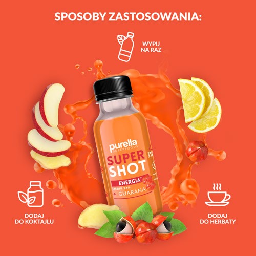 Zdjęcie produktu - 3 PURELLA SuperShot Energia imbir + guarana, 100 ml