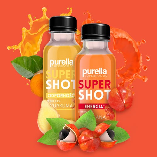 Zdjęcie produktu - 4 PURELLA SuperShot Energia imbir + guarana, 100 ml