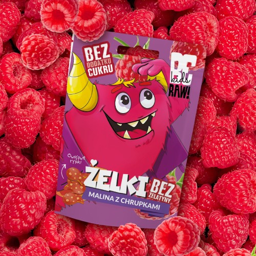 Miniaturka artykułu - #0 BeRAW Kids Żelki Malina z chrupkami, 35 g