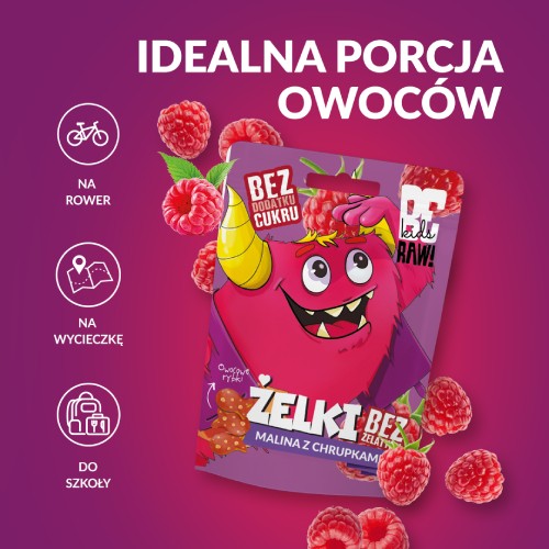 Zdjęcie produktu - 4 BeRAW Kids Żelki Malina z chrupkami, 35 g