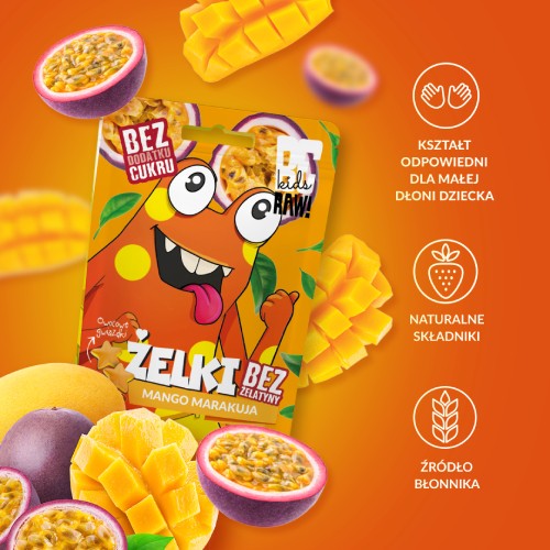 Zdjęcie produktu - 3 BeRAW Kids Żelki Mango Marakuja, 35 g