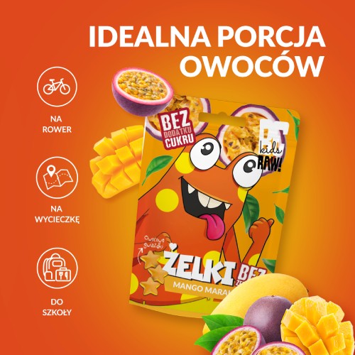 Zdjęcie produktu - 4 BeRAW Kids Żelki Mango Marakuja, 35 g