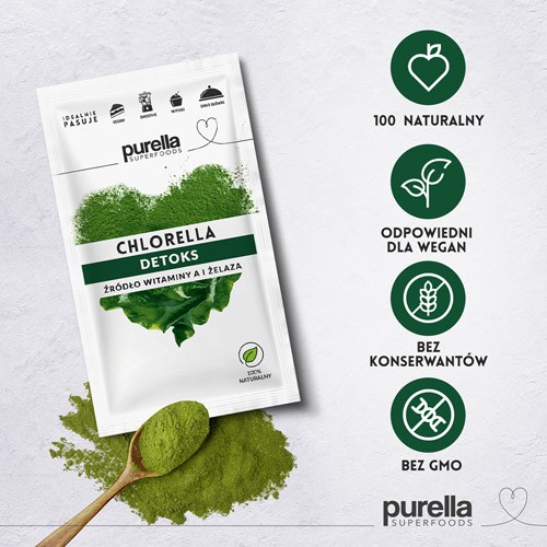 Miniaturka artykułu - #0 PURELLA Chlorella. Detoks. Źr&oacute;dło witaminy A i żelaza, 21g