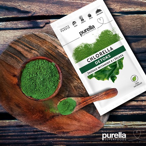 Zdjęcie produktu - 3 PURELLA Chlorella. Detoks. Źr&oacute;dło witaminy A i żelaza, 21g