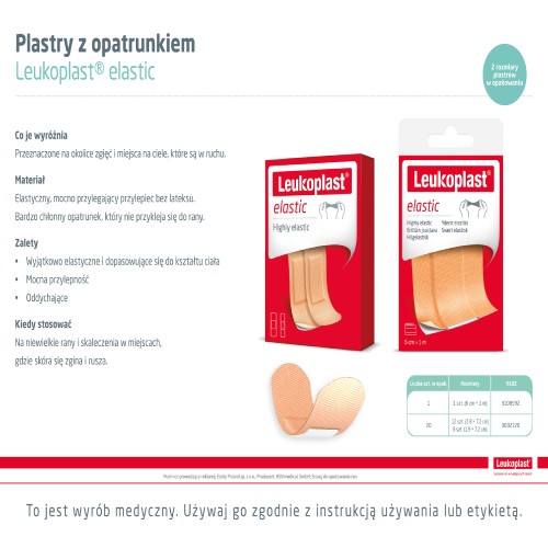 Zdjęcie produktu - 6 Leukoplast Elastic Plaster 6cm x 1m, 1 szt.