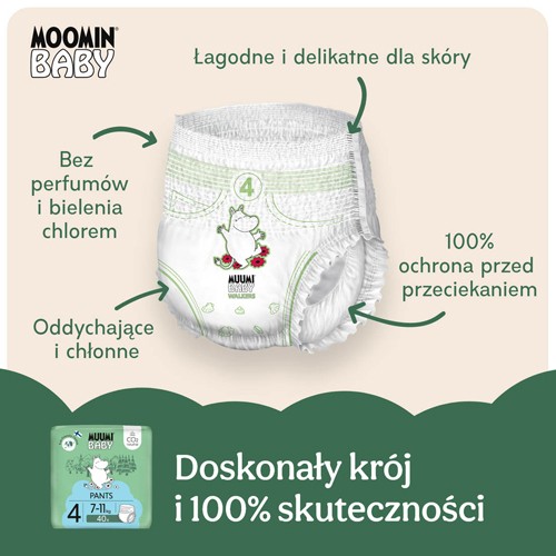 Miniaturka artykułu - #1 Muumi Baby Pants Pieluchomajtki 4 (7-11 kg), 40 szt.