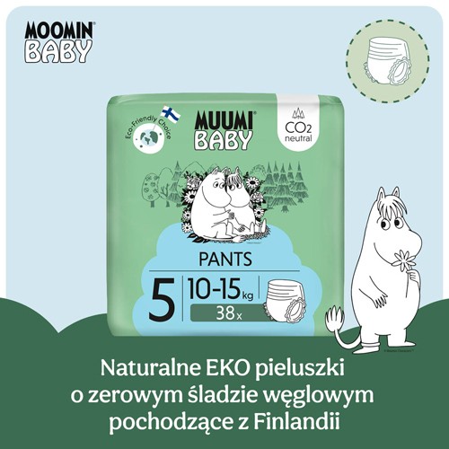 Zdjęcie produktu - 0 Muumi Baby Pants Pieluchomajtki 5 (10-15 kg), 38 szt.