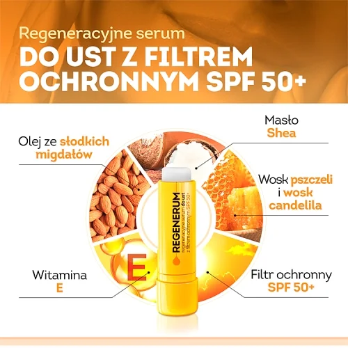 #2 – REGENERUM regeneracyjne serum do ust w sztyfcie z SPF 50+, 5g