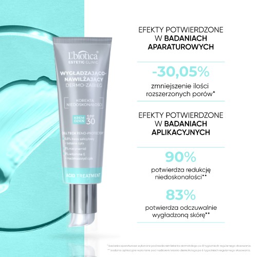 Miniaturka artykułu - #1 L'BIOTICA Estetic Clinic Acid Treatment Wygładzająco-nawilżający dermo-zabieg, krem dzień SPF30, 35ml