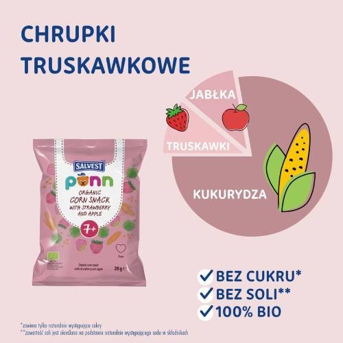 Miniaturka artykułu - #0 SALVEST P&Otilde;NN BIO Chrupki truskawkowe, 20 g