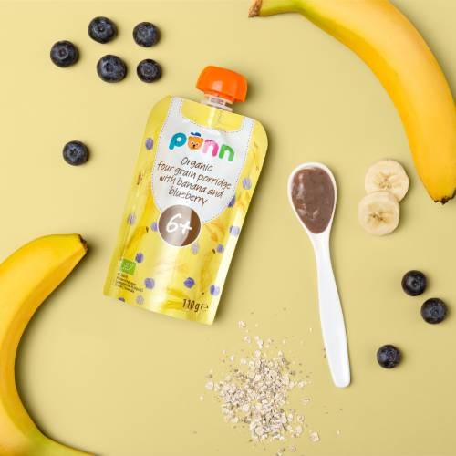 Zdjęcie produktu - 2 SALVEST P&Otilde;NN BIO Banan z jagodami i płatkami zb&oacute;ż, 110 g