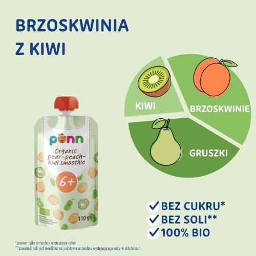 Miniaturka artykułu - #0 SALVEST P&Otilde;NN BIO Brzoskwinia z kiwi, 110 g 