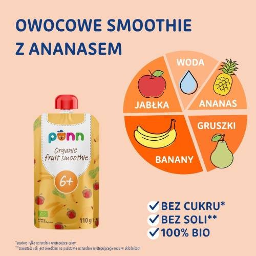 Miniaturka artykułu - #0 SALVEST P&Otilde;NN BIO Owocowe smoothie z ananasem, 110g