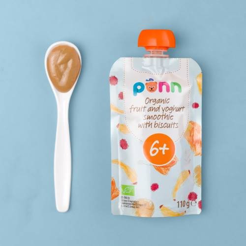 Miniaturka artykułu - #1 SALVEST P&Otilde;NN BIO Owocowe puree z jogurtem i ciasteczkami, 110g