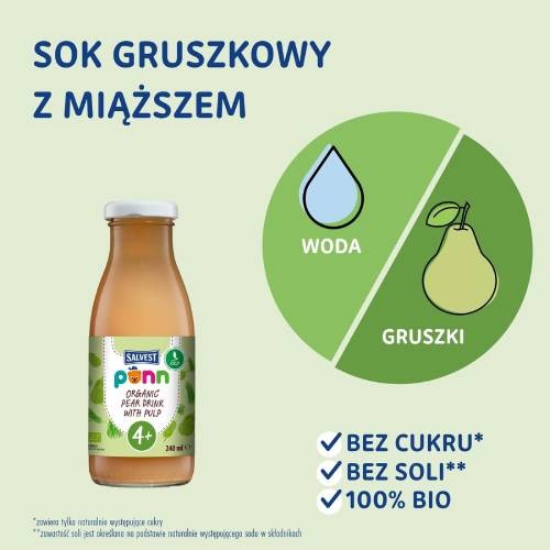 Miniaturka artykułu - #1 SALVEST P&Otilde;NN BIO Sok gruszkowy z miąższem, 240ml