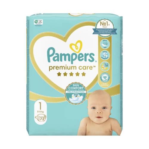 Miniaturka artykułu - #0 Pampers Premium Care Pieluszki, rozmiar 1, 72 sztuk