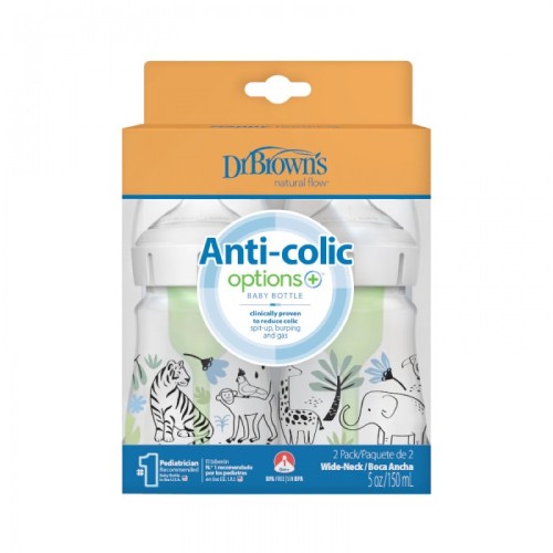 Miniaturka artykułu - #0 Dr Brown's Butelka z szeroką szyjką Options+ 150ml DŻUNGLA, 2szt.
