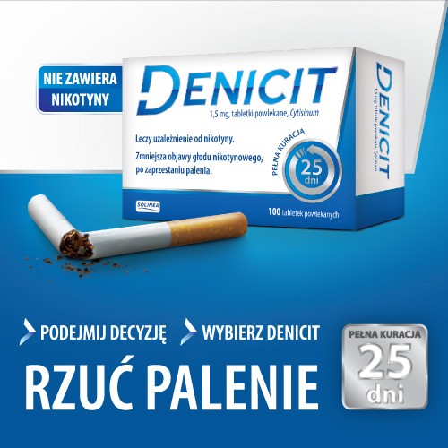 Miniaturka artykułu - #0 DENICIT 1,5mg, Lek na rzucenie palenia - 100tabl.