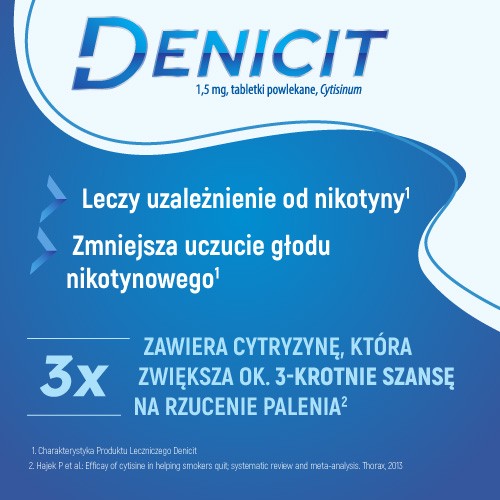 Miniaturka artykułu - #1 DENICIT 1,5mg, Lek na rzucenie palenia - 100tabl.