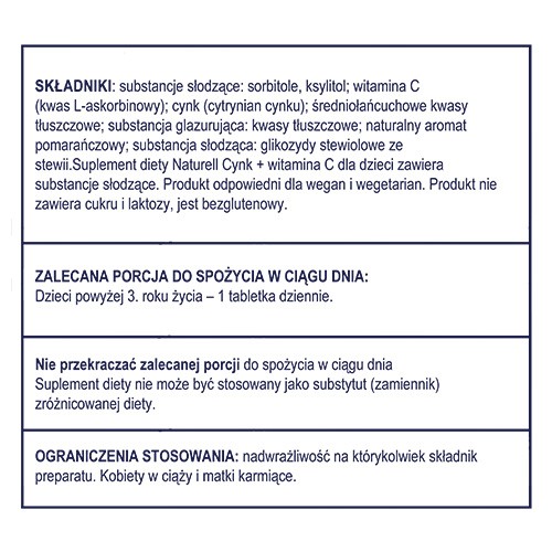 Zdjęcie produktu - 4 Naturell Cynk + Witamina C dla dzieci, 60 tabletek do żucia