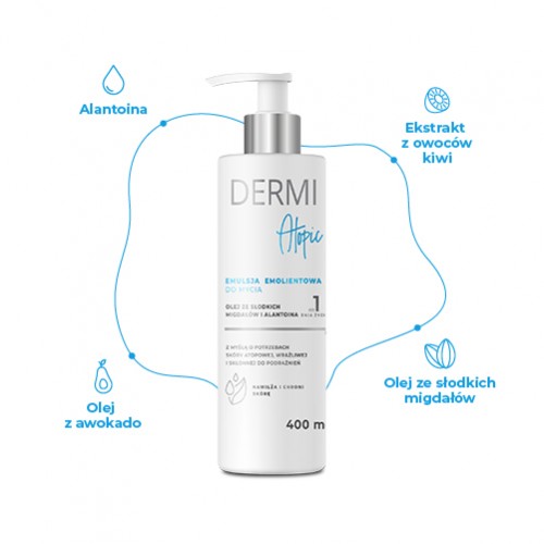 Zdjęcie produktu - 2 DERMI Atopic Emulsja emolientowa do mycia, 400ml