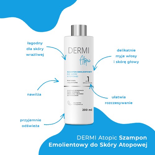 Miniaturka artykułu - #0 DERMI Atopic Szampon emolientowy do sk&oacute;ry atopowej, 200ml