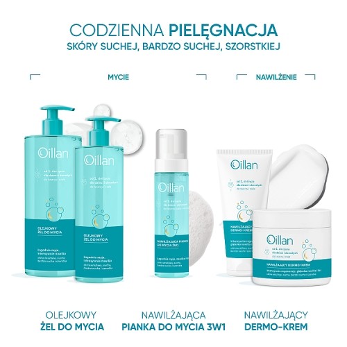 Zdjęcie produktu - 3 OILLAN Nawilżająca pianka 3w1 do mycia twarzy, ciała i włos&oacute;w, 200ml