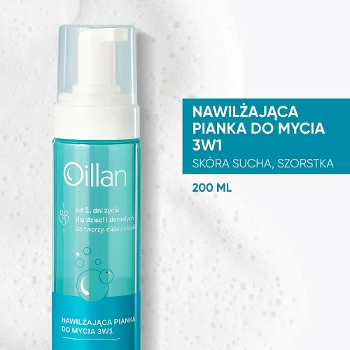 #0 – OILLAN Nawilżająca pianka 3w1 do mycia twarzy, ciała i włos&oacute;w, 200ml