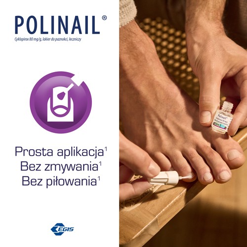 Miniaturka artykułu - #1 Polinail lakier do paznokci leczniczy 80 mg/g, 3,3 ml