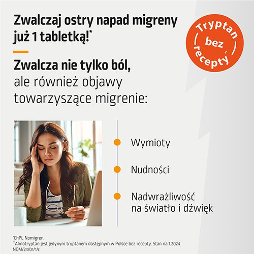 Miniaturka artykułu - #1 NOMIGREN, 2 tabletki - lek na migrenę