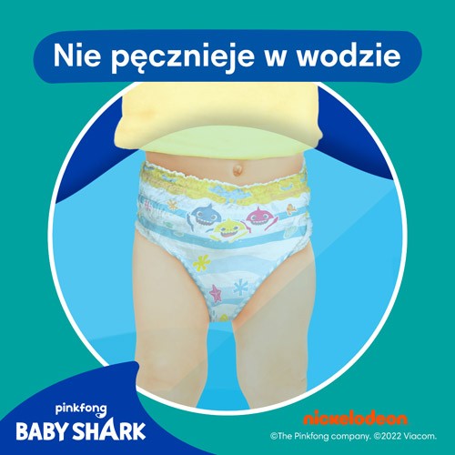 Zdjęcie produktu - 1 Pampers Splashers 3-4 (6-11 kg) jednorazowe pieluszki do pływania Baby Shark, 12szt.