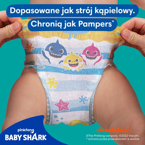 Zdjęcie produktu - 3 Pampers Splashers 3-4 (6-11 kg) jednorazowe pieluszki do pływania Baby Shark, 12szt.