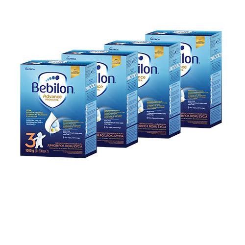 Miniaturka artykułu - #1 Zestaw Bebilon 3 Pronutra Advance Junior Formuła na bazie mleka po 1. roku życia, 4x1000g