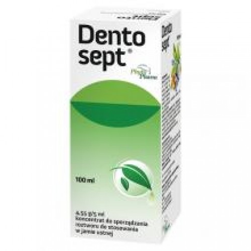 Miniaturka artykułu - #0 DENTOSEPT Płyn, 100ml Lek na stan zapalny jamy ustnej i dziąseł USZKODZONE TEKTUROWE OPAKOWANIE