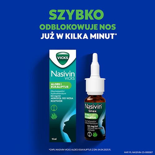 Zdjęcie produktu - 7 NASIVIN Sinex Aloes i Eukaliptus aerozol do nosa, 15ml