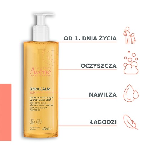 Miniaturka artykułu - #1 AVENE XERACALM A.D Uzupełniający lipidy olejek oczyszczający, 400ml