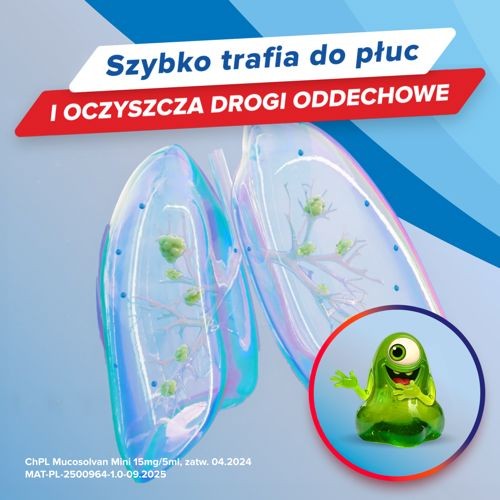Zdjęcie produktu - 2 Zestaw MUCOSOLVAN mini 15mg/5ml Syrop, 2x 100ml
