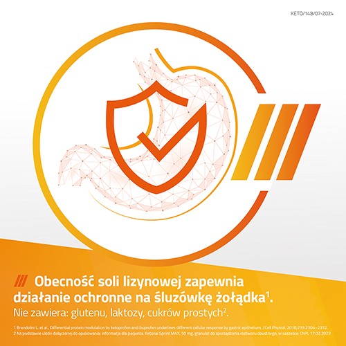 Zdjęcie produktu - 3 Ketonal sprint MAX granulat do sporządzenia roztworu doustnego 50 mg, 12 saszetek