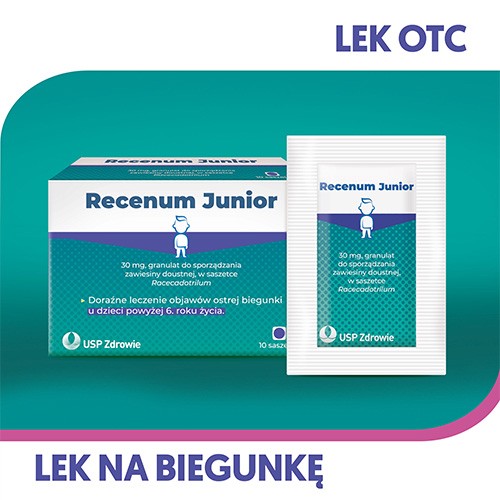 Miniaturka artykułu - #0 Recenum Junior, 10sasz.  - doraźne leczenie objaw&oacute;w ostrej biegunki  u dzieci powyżej 6. roku życia